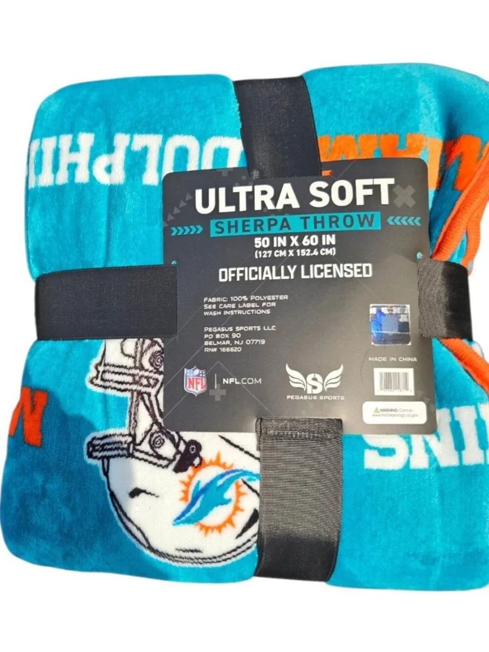 Miami Dolphins Sherpa Throw Blanket Ultra Supersoft 60